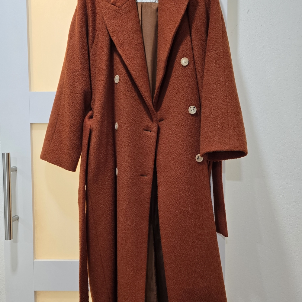 Women's Double-Breasted Rust Coat